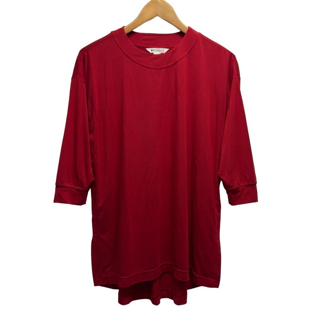 Athleta Women's Sz XS Inspire Tranquility 3/4 Sleeve Red T-Shirt Top Stretch euc